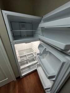 Freezer top refrigerator offered in each unit of all Moravian Houses.
